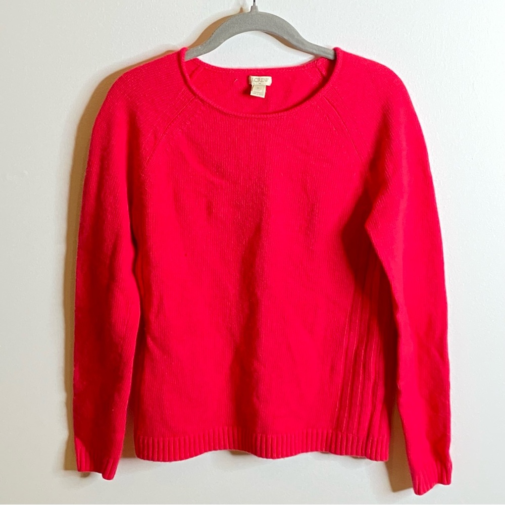 J. Crew Hot Pink Wool Blend Crew Neck Long‎ Sleeve Sweater - Women's Medium